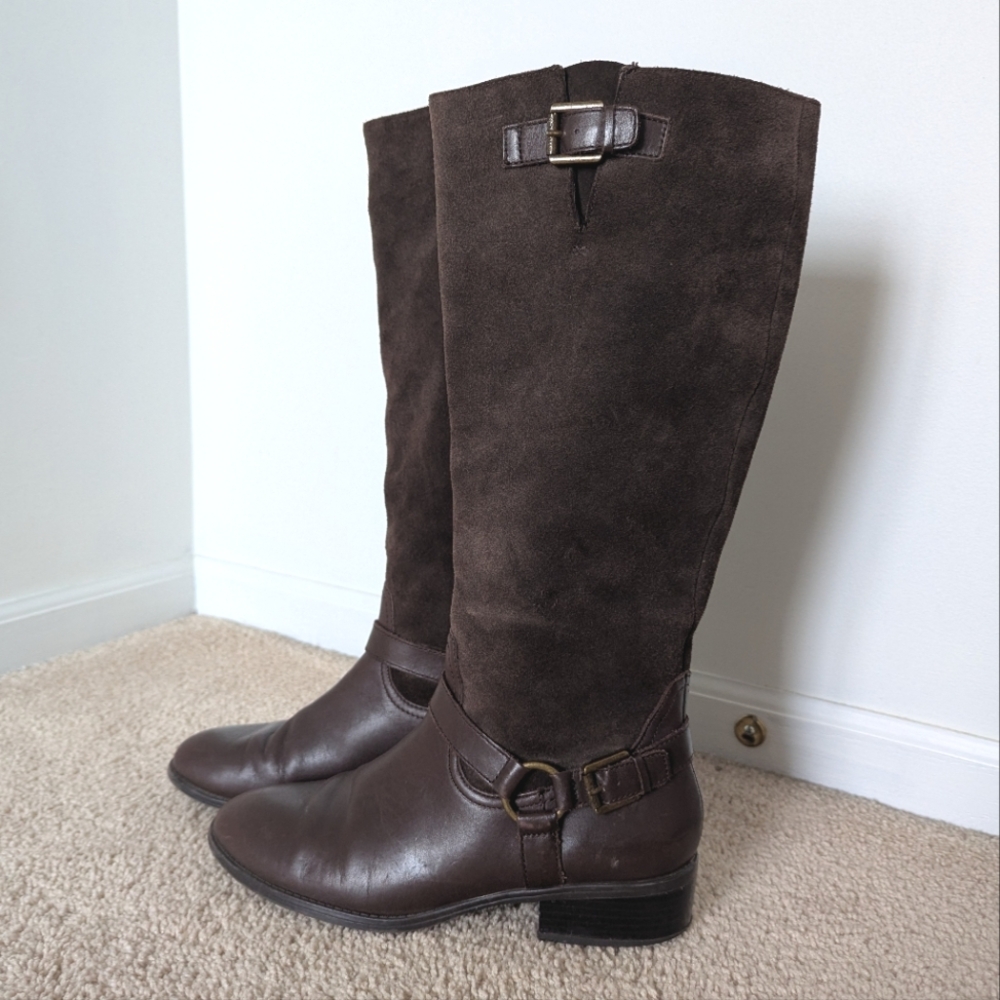 Ralph Lauren McLeod Chocolate Brown Leather Riding Boots Size 9.5